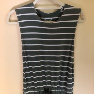 Pact - Sleeveless maxi dress in olive with white horizontal stripes Size: Small